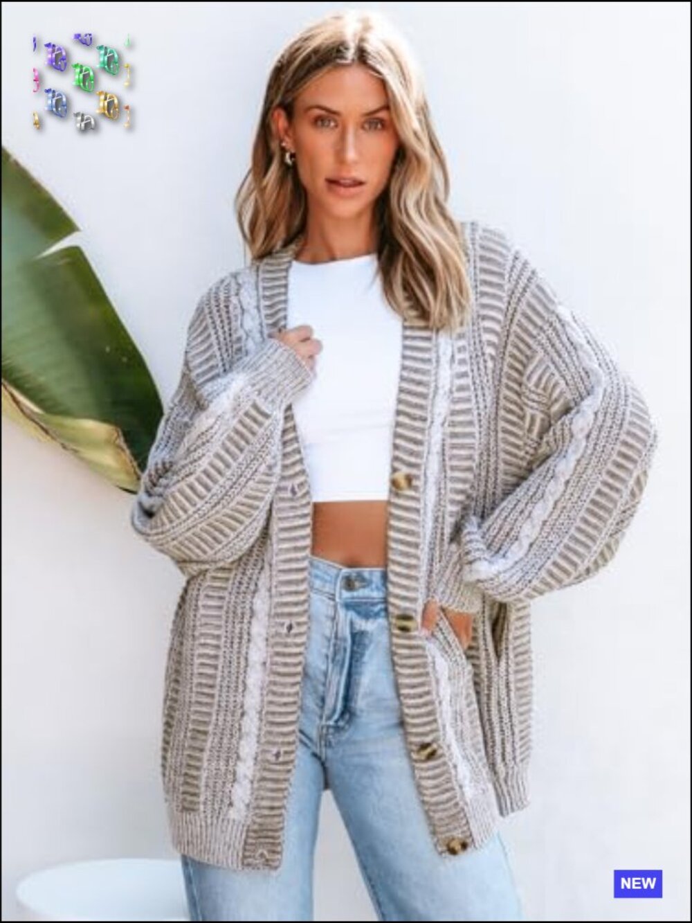 Women's Oversized Chunky Knit Longline Cardigan Open Front with Pockets - Picture 4 of 6